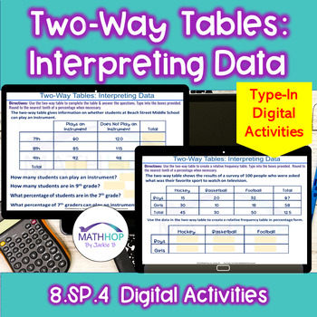 Preview of Two-Way Tables & Relative Frequency Tables: Interpreting Data - Digital Activity