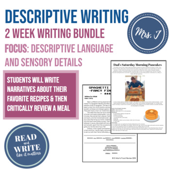 Preview of Two Week Food Based Writing Unit: Focus on Sensory Detail & Critical Analysis