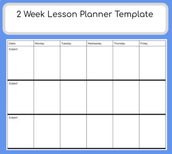 Preview of Two Week Lesson Planner