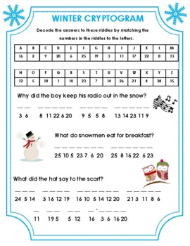 Preview of Two Winter Cryptogram Puzzles! Make winter break fun and easy! Digital and PDF!