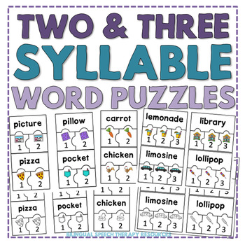 Preview of Two and Three Syllable Word Puzzles for Speech Therapy