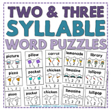 Two and Three Syllable Word Puzzles for Speech Therapy