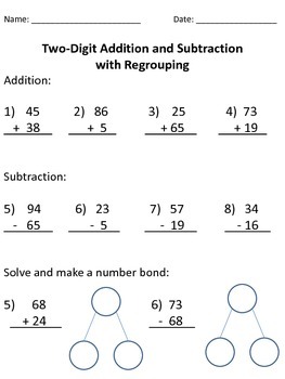 Preview of Two-digit Addition and Subtraction with Regrouping
