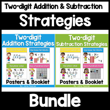 Preview of Two digit addition and subtraction posters and booklet bundle