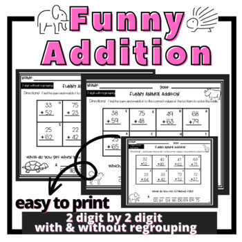 Two digit addition printable worksheets punny funny jokes riddles