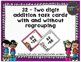 Two digit addition task cards with and without regrouping