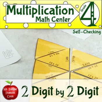 Preview of Multiplication 2 Digit by 2 Digit Self Checking Math Center Distance Learning