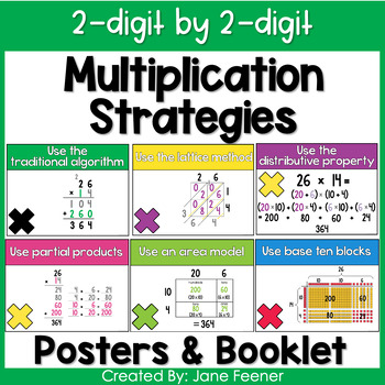Preview of Two digit multiplication strategy posters and booklet