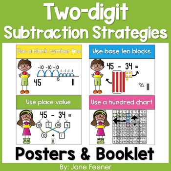Preview of Two digit subtraction strategy posters and booklet