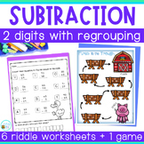 Two digit subtraction with regrouping Worksheets and Game