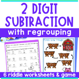 Double Digit Subtraction with Regrouping Math Riddles and Game