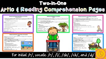 Preview of Two-in-One Artic and Reading Comprehension Worksheets for Distance Learning