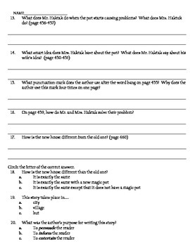 Two of Everything Comprehension Test and Vocabulary Page by gubynnej