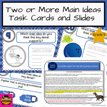 Preview of Two or More Main Ideas in a Passage of Text Task Cards and Slide Set