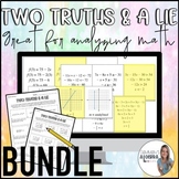 Two truths and a Lie Algebra 1 bundle math error analysis worksheets