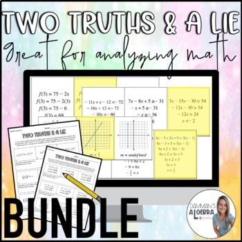 Preview of Two truths and a Lie Algebra bundle - digital math error analysis worksheets