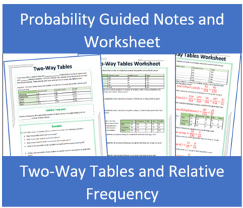 Preview of Two-way Table Probability Guided Notes and Worksheet