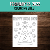 Twos Day | February 22, 2022 | Coloring Sheet | 2s Day | 2-22-22