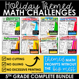 5th Grade Holiday Math Review Brochures Bundle | Early Fin