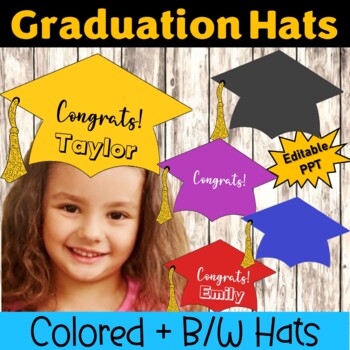 Preview of EDITABLE Graduation HATS, End of year activity,Kindergarten Graduation Cap craft