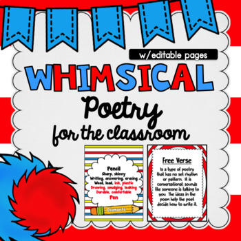 Preview of Types of Poems - EDITABLE Red, White, and Blue Theme