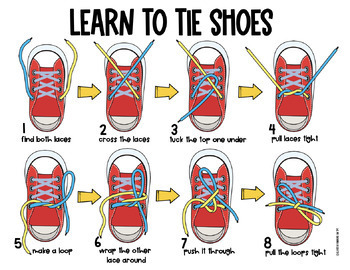 Shoe Tying Practice: Step by Step Posters, Reader, Cards & Award
