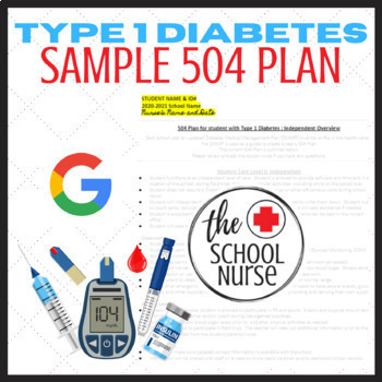 Preview of Type 1 Diabetes 504 Plan - Independent Student