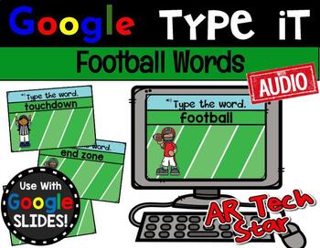 Preview of Type It! Football Words for Google Slides