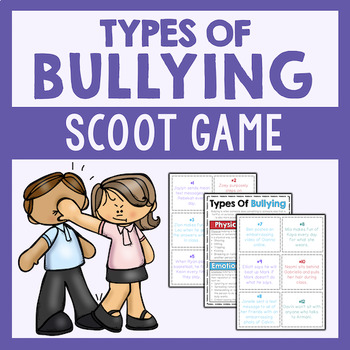 Preview of Types Of Bullying Scoot Game Activity For Bullying Prevention Lessons
