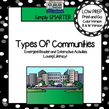 Preview of Types Of Communities Emergent Reader Book AND Interactive Activities