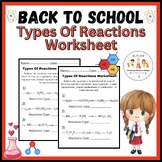 Types Of Reactions  chemistry activity back to school