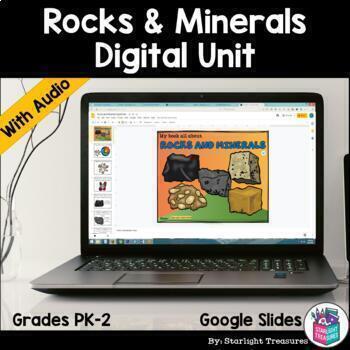 Preview of Types Rocks & Minerals Digital Unit for Early Readers, Google Slides with Audio