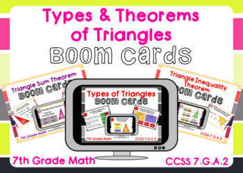 Preview of Types & Theorems of Triangles Bundle Boom Cards-Digital Task Cards