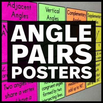 Preview of Types of Angle Pairs Posters - Math Classroom Decor