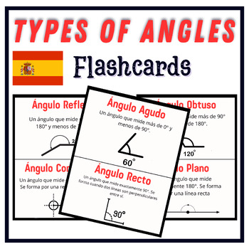 Preview of Types of Angles Flash Cards | Geometry Activities | Measuring In Spanish