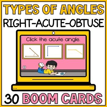 Preview of Types of  Angles Identifying Right Acute Obtuse Angle Boom Cards - Special Ed