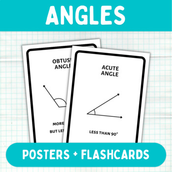 Preview of Types of Angles Printable Geometry Flashcards + Posters