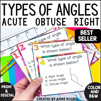 Preview of Types of Angles Task Cards Acute Obtuse Right