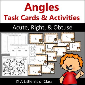 Preview of Types of Angles Task Cards and Activities | Acute, Obtuse, Right Angles