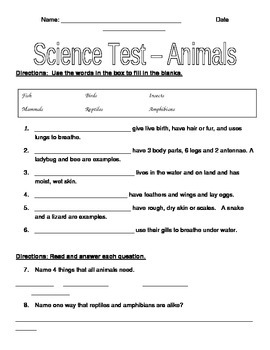 Types of Animals - South Carolina Science Standards by Ashley Young