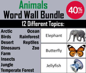 Preview of Types of Animals Word Wall Bundle