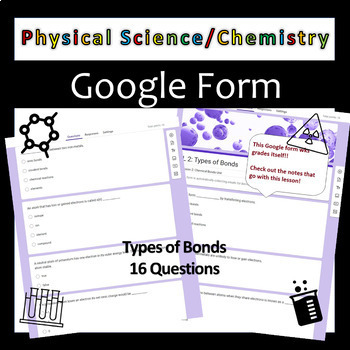 Preview of Types of Bonds - Physical Science - Chemistry - Google Form