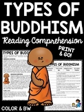 Types of Buddhism Reading Comprehension Worksheet Buddhist