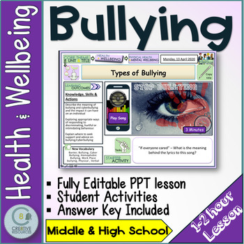 Preview of Teach about Anti-Bullying | Differences Between types of Bullying