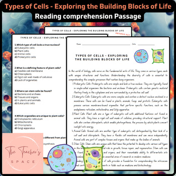 Preview of Types of Cells - Exploring the Building Blocks of Life Reading Comprehension....