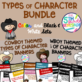 Types of Character Banners Cowboy Theme Color and Black & 