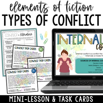 Preview of Types of Character Conflict in Literature Slides & Task Cards