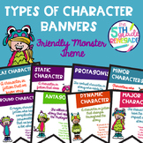 Types of Characters Color Banners with a Friendly Monster Theme