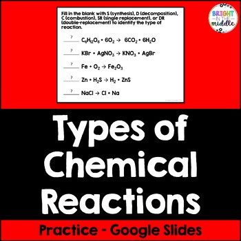 Preview of Types of Chemical Reactions Practice