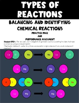 Preview of Types of Chemical Reactions Practice and Performance Assessment